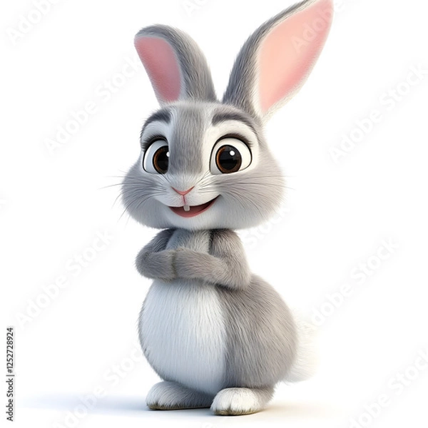 Obraz 3d grey rabbit cute cartoon
