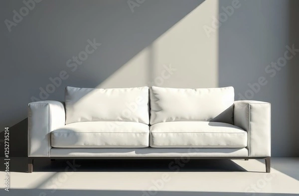 Obraz A white sofa on a gray background . Modern design. Sofa advertising
