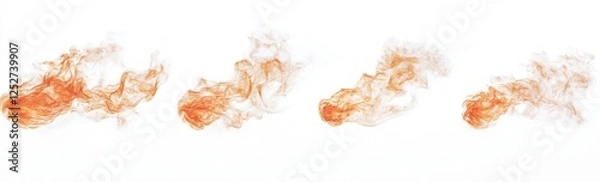Fototapeta Four orange flames isolated on white, design element