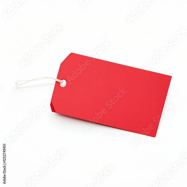Obraz Bright Red Gift Tag on Clean White Background