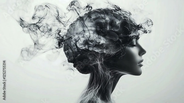 Fototapeta double exposure concept Abstract representation of thoughts and emotions in a captivating visual form.