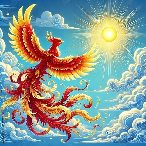 Obraz Epic Phoenix Illustration Symbolizing Rebirth and Eternal Strength