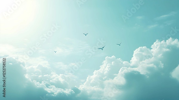 Obraz Cloudy Sky with Birds Soaring