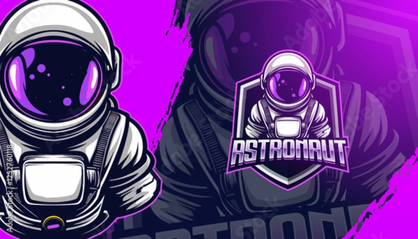 Obraz Custom Astronaut Mascot Logo – Futuristic & Unique Space-Themed Designs for Sport and E-Sport Gaming Teams