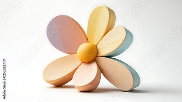 Fototapeta A colorful wooden flower decoration showcasing artistic design and craftsmanship.