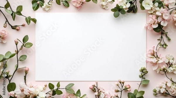Obraz Blank Canvas Surrounded by Beautiful Pink and White Flowers