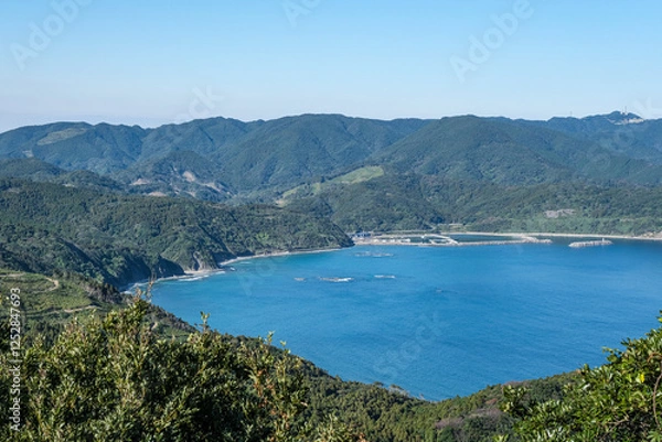 Fototapeta 都井岬から見る宮之浦漁港