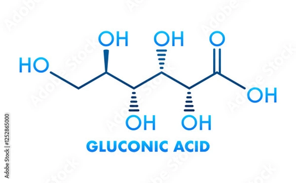 Fototapeta Gluconic Acid Molecular Structure with Chemical Formula