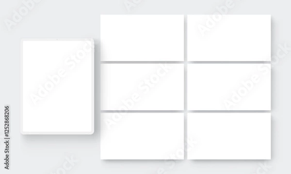 Fototapeta Clay Tablet Computer Mockup With Blank Web Screens For Showcasing Your Mobile Designs. Vector Illustration