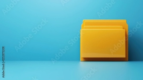 Fototapeta Yellow file folders against a blue background