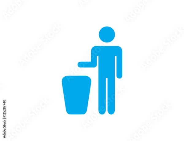 Obraz Vector trash bin and man symbol. Flat design style