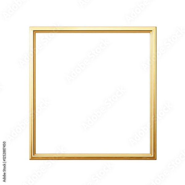Fototapeta Square gold frame with a minimalist design, ideal for modern decor and displaying art or photos. Isolated on transparent background, png