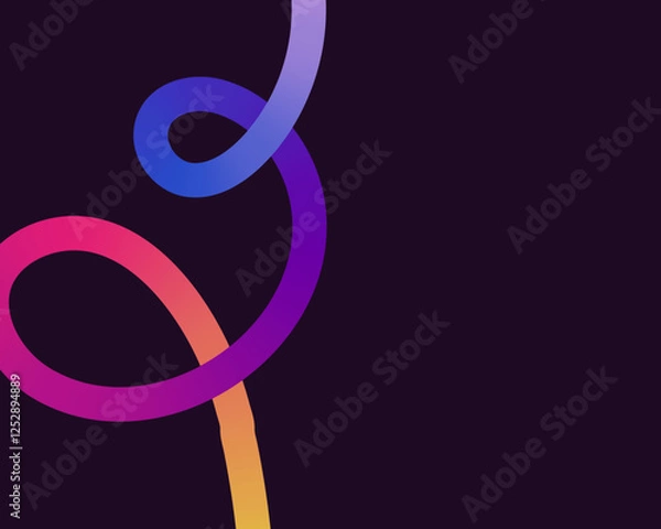 Fototapeta bright, neon squiggle shapes with smooth curves and loops. vivid colors transition through seamless gradients, blending hues like pink, blue, green, and orange, creating a playful, dynamic effect