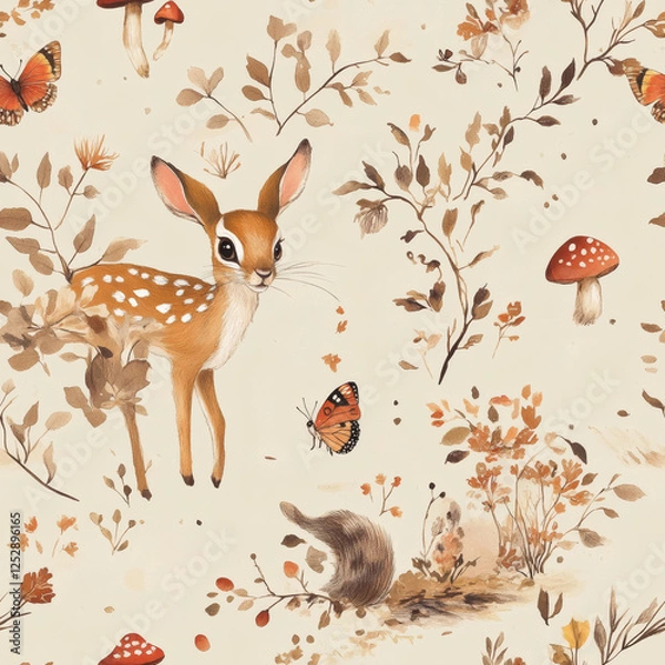 Fototapeta Whimsical deer pattern design
