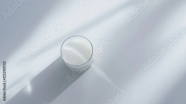 Fototapeta 3d rendering of a glass of milk on a white background. the glass is round and transparent, with a thin rim and a small opening at the top. the milk is white and appears to be creamy and smooth.