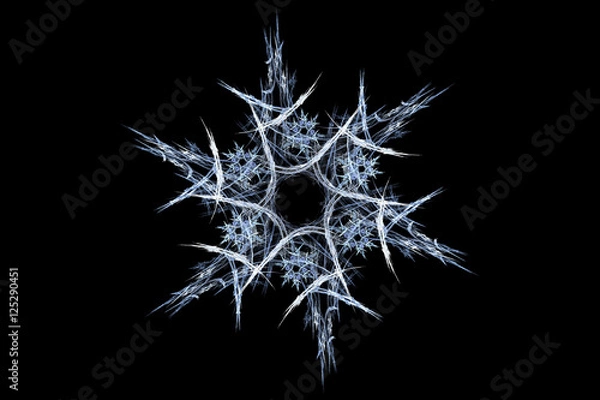 Obraz Computer abstract fractal snowflake on a black background