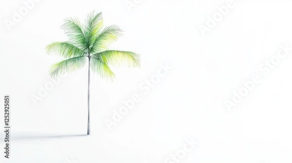 Fototapeta Stylized Palm Tree Illustration On White Background