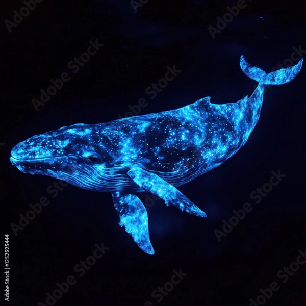 Fototapeta A hump back whale glowwing and luminescence