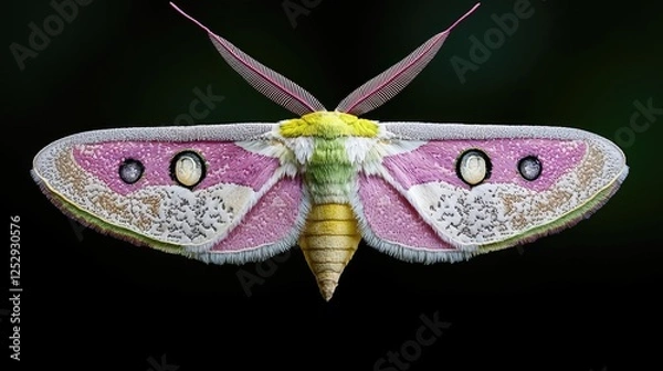 Fototapeta Vibrant Pink and Yellow Moth Close-up