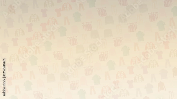 Fototapeta fashion themed pattern design
Subtle and stylish seamless pattern featuring various clothing items in soft pastel colors - coral pink, sage green, and beige.