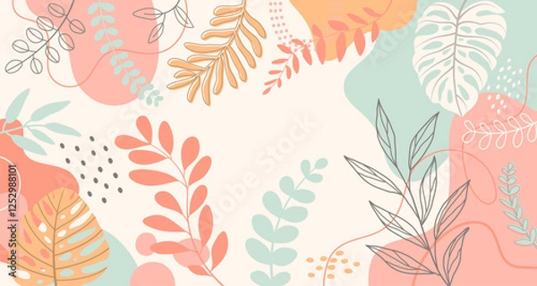 Fototapeta Spring background with beautiful. flower background for design. Colorful background with tropical plants.