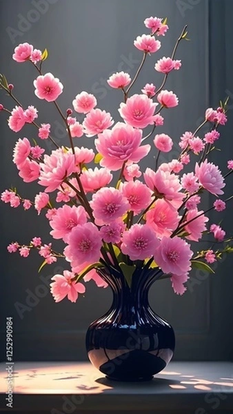 Obraz Elegant pink blooms in a dark vase. Great for magazines, ads, wallpapers. 