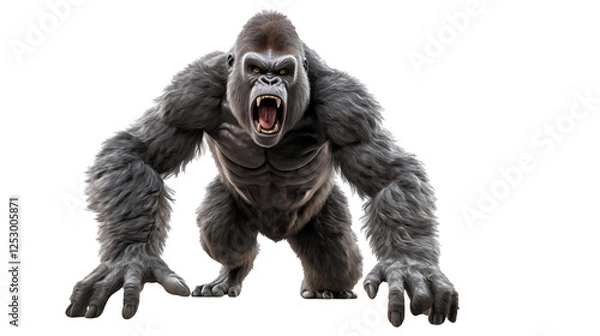 Fototapeta Aggressive Gorilla 3D Render Powerful Image for Film Game and Book Covers Stock Photography and More