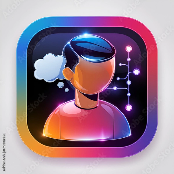 Obraz man icon on metal internet button