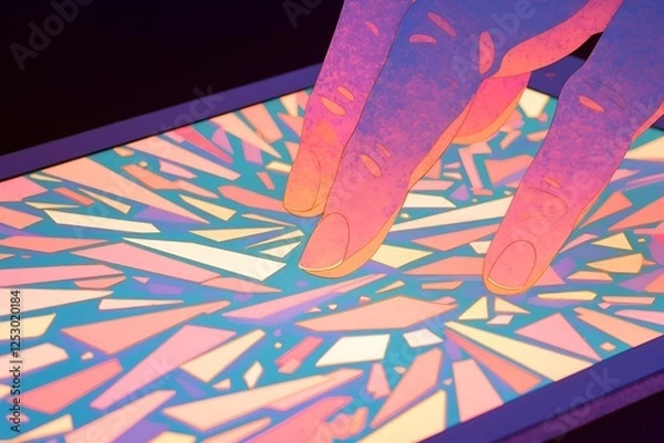Obraz Colorful Abstract Digital Art with Touchscreen Interaction