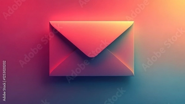 Fototapeta Pink envelope icon on gradient background, communication concept, website design
