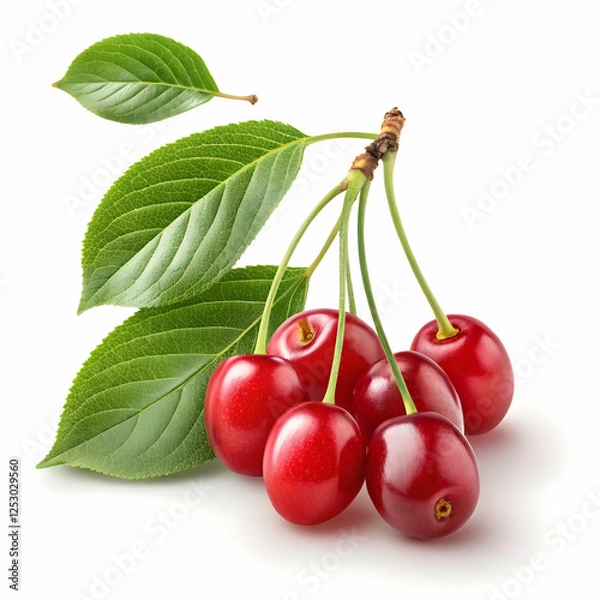 Fototapeta vibrant cornelian cherry a nutrient-rich delight for culinary creations and organic food isolated on white background