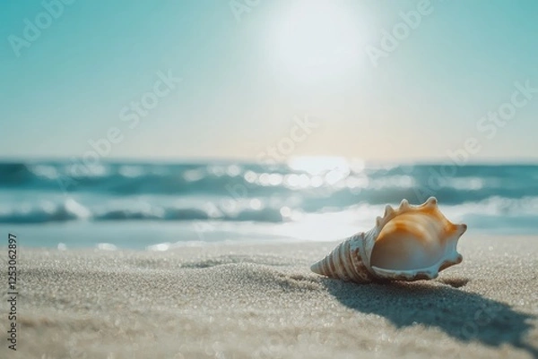 Obraz  Sea shells on the sandy summer beach. Ocean as background. Seashells.