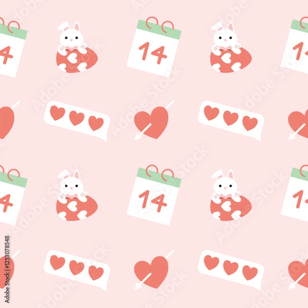 Obraz Valentines day seamless background with romantic symbols.