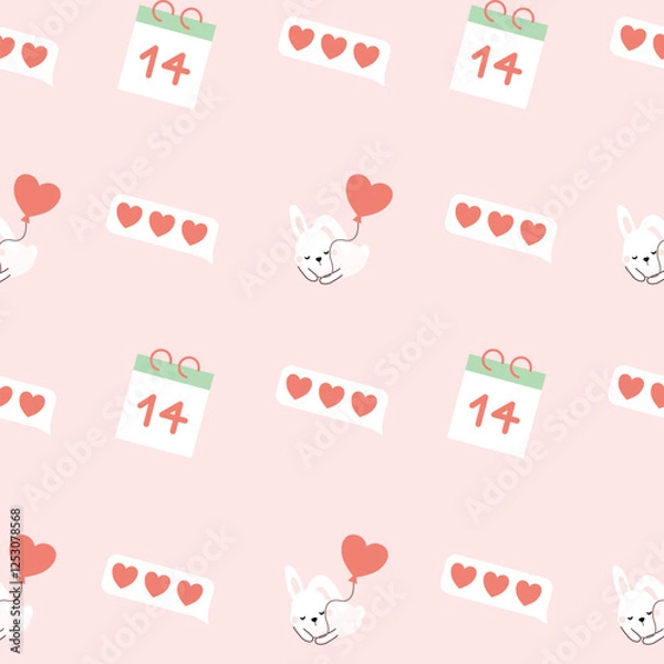 Obraz Valentines day seamless background with romantic symbols.