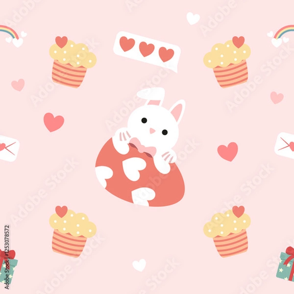 Obraz Valentines day seamless background with romantic symbols.