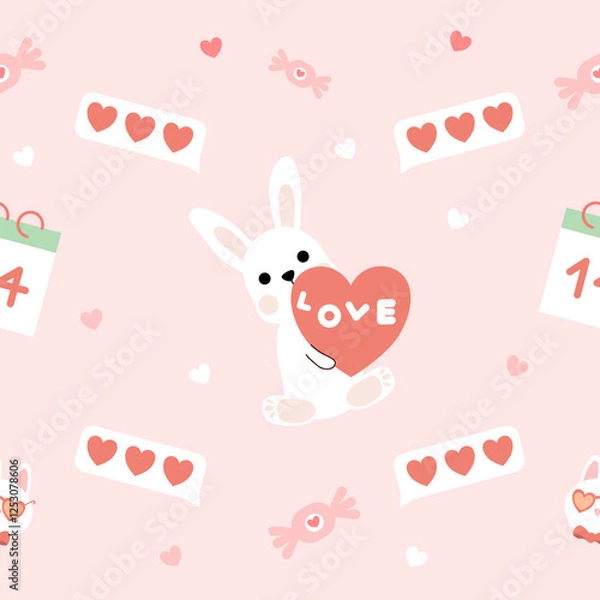 Obraz Valentines day seamless background with romantic symbols.