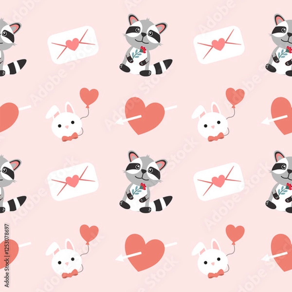 Obraz Valentines day seamless background with romantic symbols.
