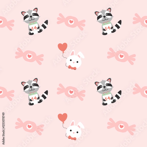 Obraz Valentines day seamless background with romantic symbols.