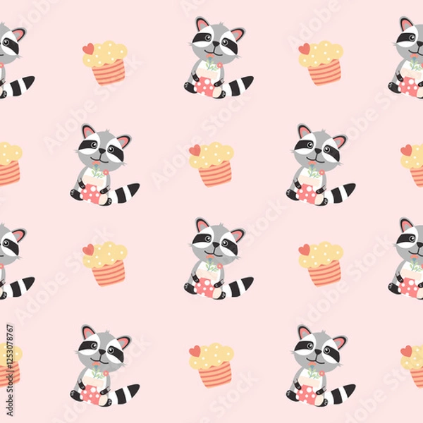 Obraz Valentines day seamless background with romantic symbols.