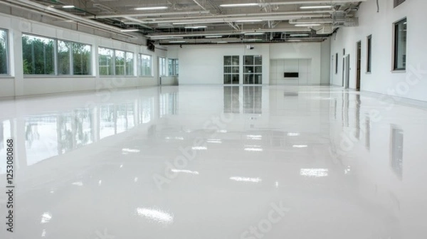 Obraz Polished white epoxy floor in modern industrial space