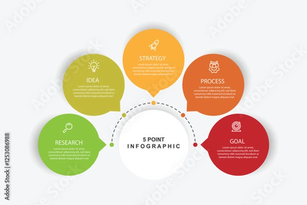 Fototapeta Banner template infographic vector with 5 step circle.