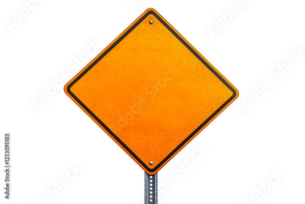 Obraz Orange metal sign with blank space on a pole, isolated on transparent background