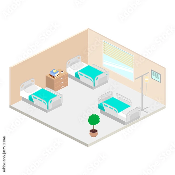 Obraz Hospital ward isometric vector
