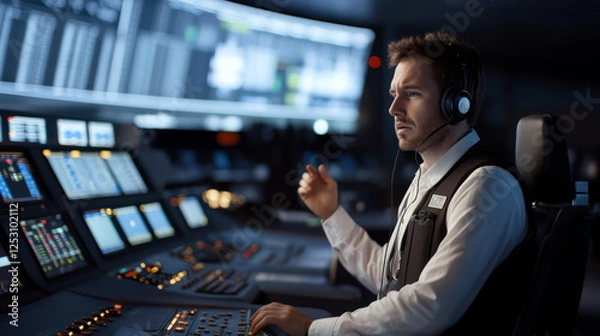 Obraz Air traffic dispatcher in control room