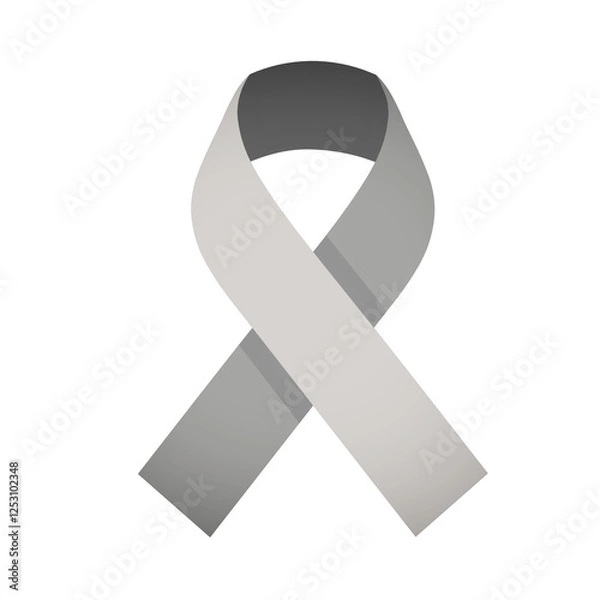 Obraz Asthma ribbon icon. Asthma awareness ribbon vector symbol in grey color. Different colour of ribbon isolated on white background in PNG format. So you can use and edit this vector easily! :) 