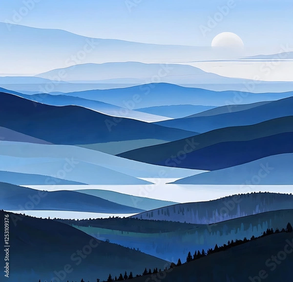 Obraz ilusion vektor landscape with mountains