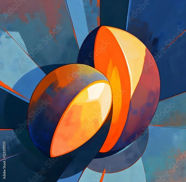 Obraz Abstract illustration with a focus on light and shadow, creating a sense of volume and dimension.