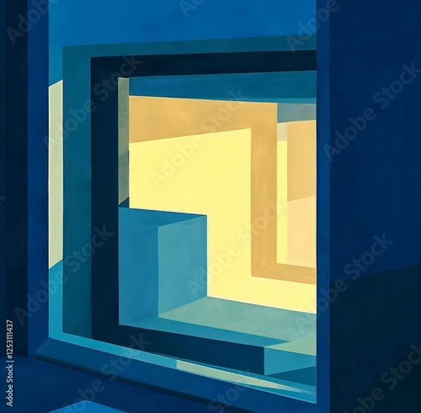 Obraz Abstract illustration with a focus on light and shadow, creating a sense of volume and dimension.
