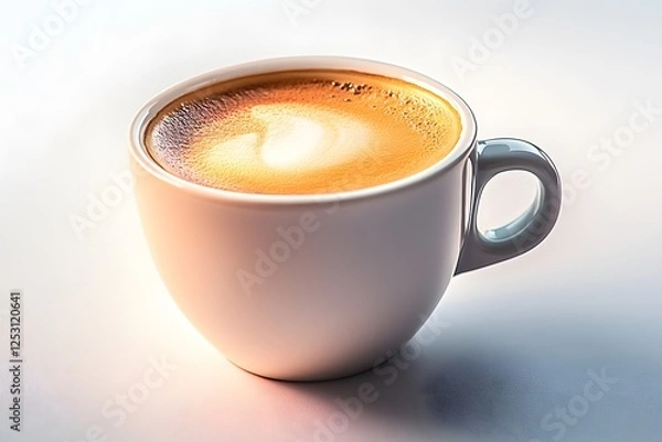 Obraz A modern coffee cup with a soft gradient finish, showcasing a bold espresso and a fine layer of foam, set against a clean backdrop.