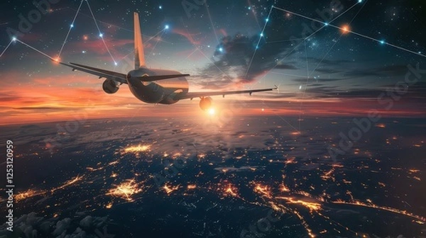 Obraz Global air travel networks